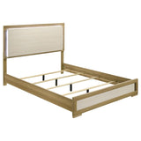 Hyland Wood Queen LED Panel Bed Natural and White | Queen | Beige | Natural | 215651Q
