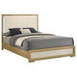 Hyland Wood Queen LED Panel Bed Natural and White | Queen | Beige | Natural | 215651Q