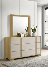 Hyland 6-drawer Dresser with Mirror Natural | Beige | Natural / White | 215653M