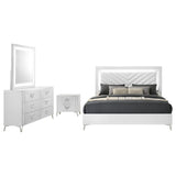 Cassia 4-piece Eastern King LED Bedroom Set White High Gloss | White | White High Gloss | 215791KE-S4