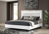 Cassia Eastern King LED Panel Bed White High Gloss | White | White High Gloss | 215791KE