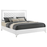 Cassia Eastern King LED Panel Bed White High Gloss | White | White High Gloss | 215791KE