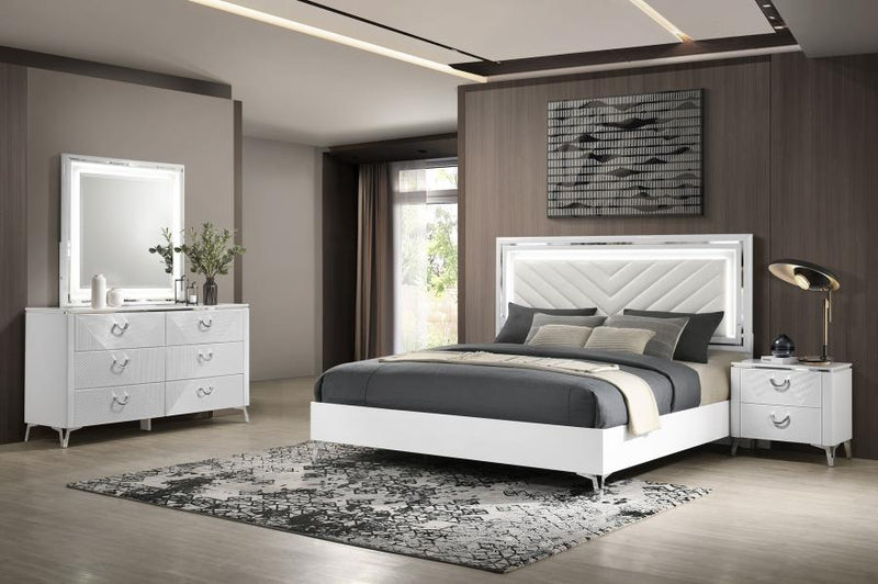 Cassia 4-piece LED Bedroom Set White High Gloss