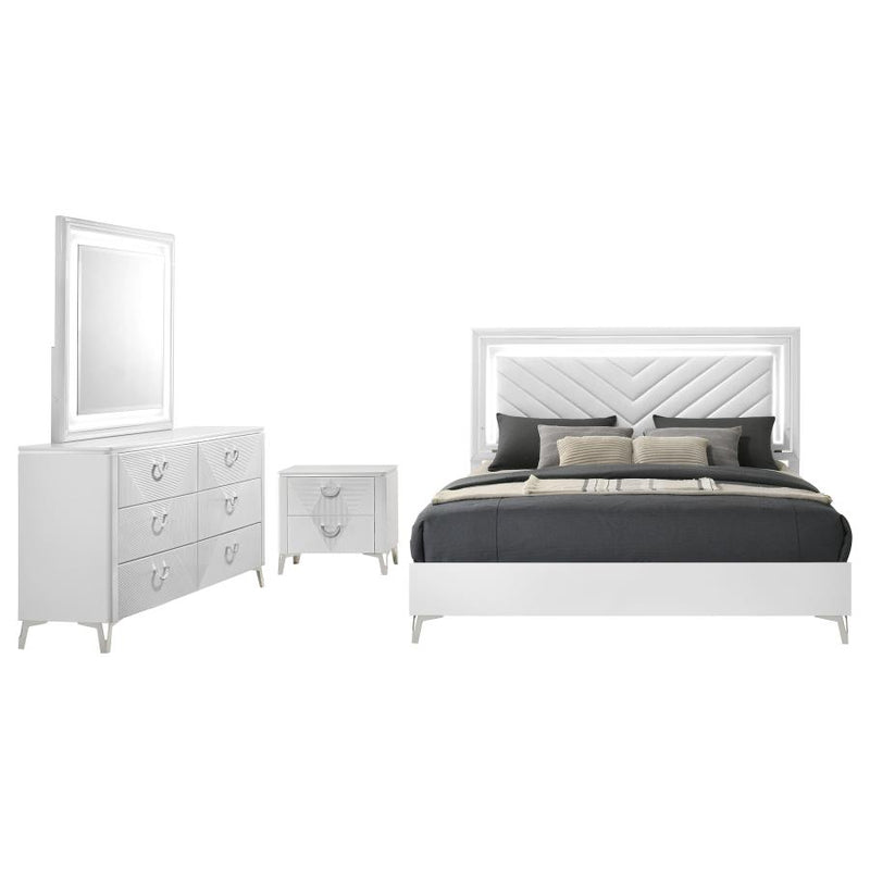 Cassia 4-piece LED Bedroom Set White High Gloss