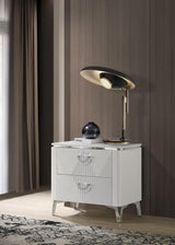 Cassia 2-drawer Nightstand Bedside Table White High Gloss | White | White High Gloss | 215792