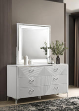 Cassia 6-drawer Dresser Cabinet with Mirror White High Gloss | White | White High Gloss | 215793M