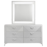 Cassia 6-drawer Dresser Cabinet with Mirror White High Gloss | White | White High Gloss | 215793M