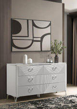 Cassia 6-drawer Bedroom Dresser Cabinet White High Gloss | White | White High Gloss | 215793