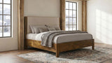 Adderley Wood Panel Bed Cream and Warm Brown