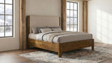 Adderley Queen Wood Panel Bed Cream and Warm Brown | Queen | Brown | Warm Brown / Cream | 215851Q