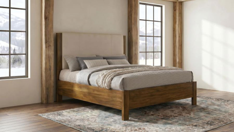 Adderley Wood Panel Bed Cream and Warm Brown