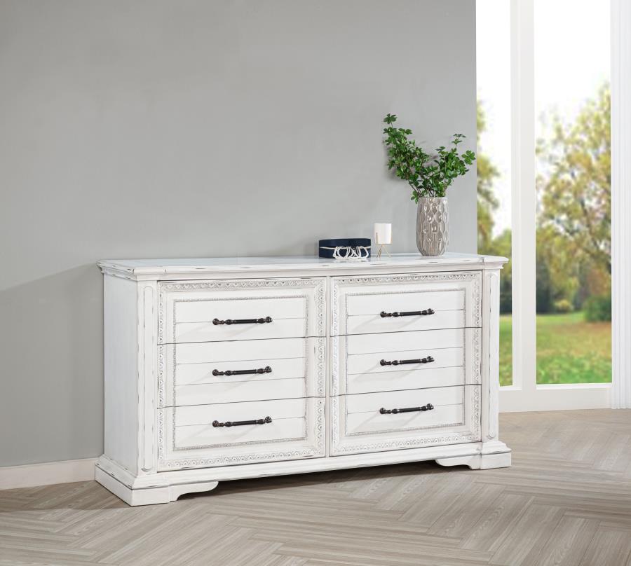 McKinney 6-drawer Bedroom Dresser Cabinet Vintage White | White | Vintage White | 215873