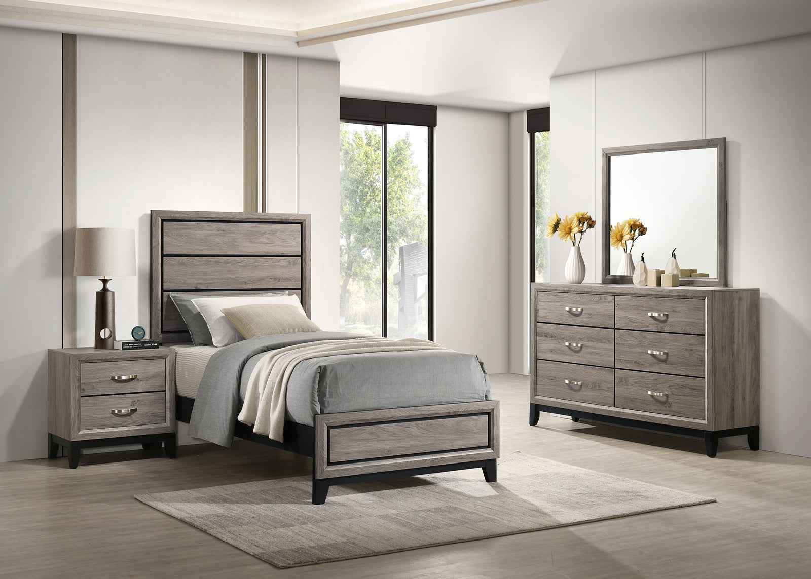 Valen Four-piece Twin Bedroom Set Light Taupe | Twin | 215911T-S4