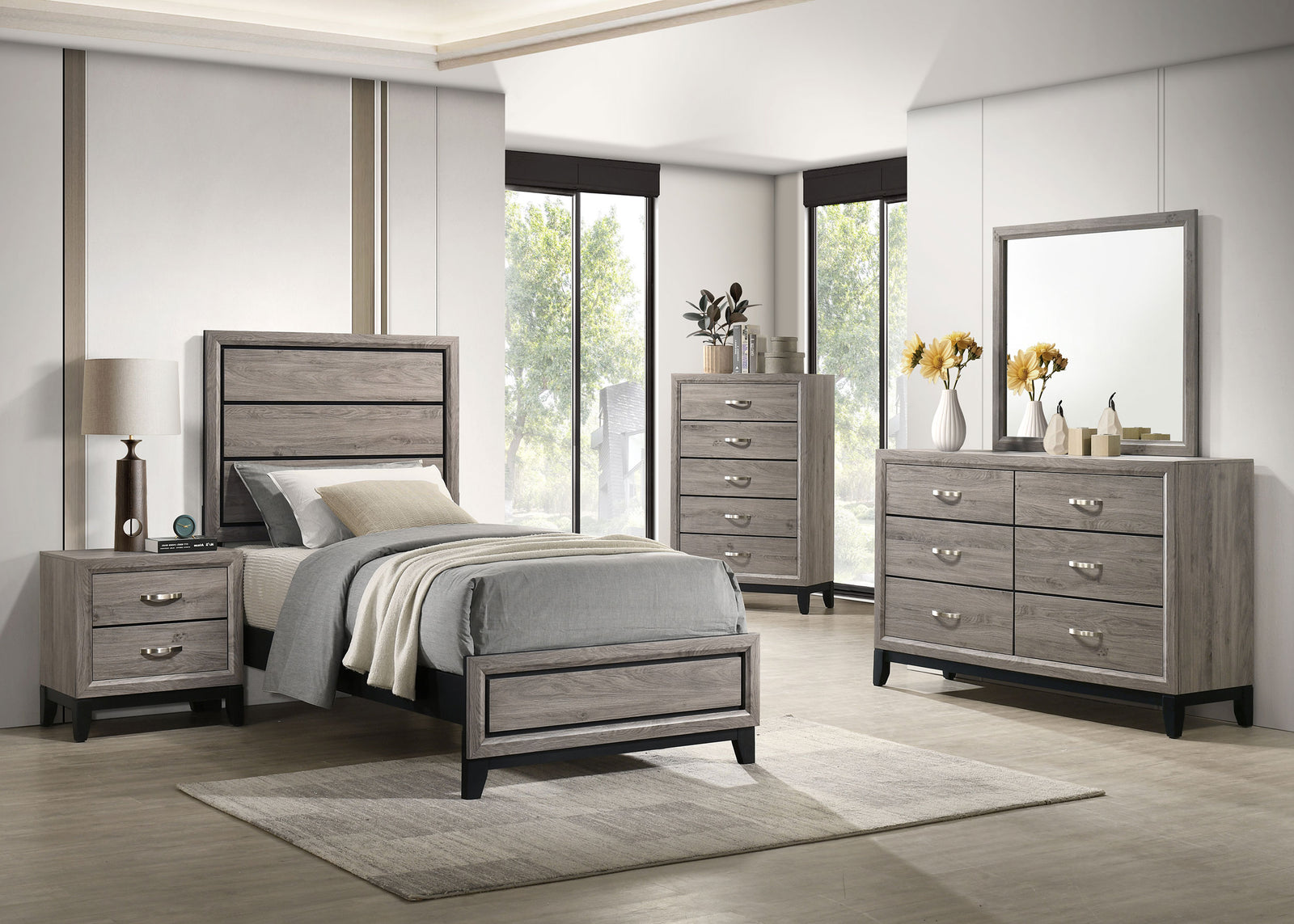 Valen Five-piece Twin Bedroom Set Light Taupe | Twin | 215911T-S5