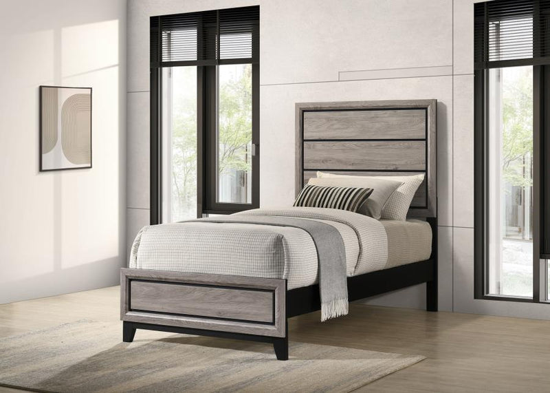 Valen Wood Panel Bed Light Taupe