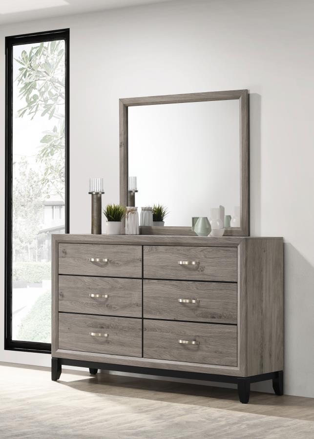 Valen 6-drawer Bedroom Dresser and Mirror Light Taupe | Beige | Light Taupe | 215913M