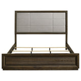 Atlas 63-inch Eastern King Upholstered Panel Bed Grey and Dark Oak | Eastern King | Brown | Dark Oak | 215971KE