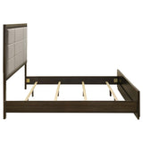 Atlas 63-inch California King Upholstered Panel Bed Grey and Dark Oak | Brown | Dark Oak | 215971KW