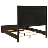 Atlas 64-inch Queen Upholstered Panel Bed Grey and Dark Oak | Queen | Brown | Dark Oak | 215971Q
