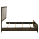 Atlas 64-inch Queen Upholstered Panel Bed Grey and Dark Oak | Queen | Brown | Dark Oak | 215971Q