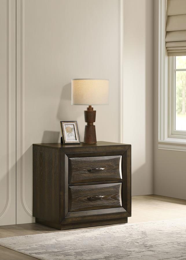 Atlas 2-drawer Bedroom Nightstand Bedside Table Dark Oak | Brown | Dark Oak | 215972