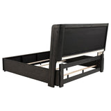 Leandro 55-inch California King Wingback Bed Burnished Black | Black | Burnished Black | 222491KW