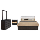 Leandro 4-piece Queen Bedroom Set Burnished Black | Gallery | 222491Q-S4 222491KE-S4 222491KW-S4 222491Q-S5 222491KE-S5 222491KW-S5