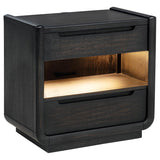 Leandro 2-drawer LED Nightstand with USB Burnished Black | Black | Burnished Black | 222492