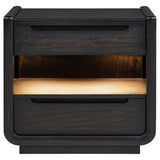Leandro 2-drawer LED Nightstand with USB Burnished Black | Black | Burnished Black | 222492