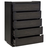 Leandro 5-drawer Bedroom Chest of Drawers Burnished Black | Full | Black | Burnished Black | 222495