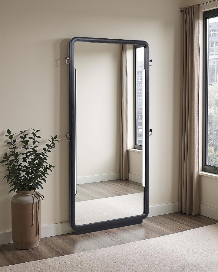Leandro 76-inch Full Length Floor Mirror Burnished Black | Full | Black | Burnished Black | 222498