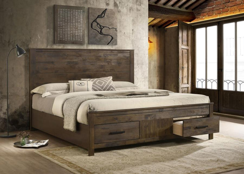 Woodmont Storage Bed Rustic Golden Brown