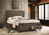 Woodmont Wood Queen Storage Panel Bed Rustic Golden Brown | Queen | Brown | Rustic Golden Brown | 222631Q