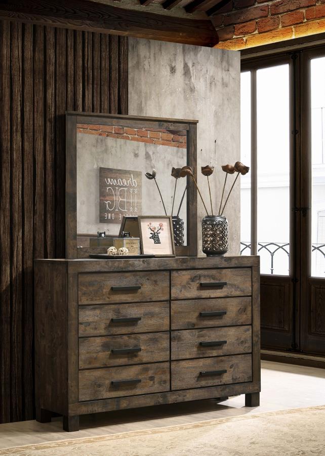 Woodmont 8-drawer Dresser with Mirror Rustic Golden Brown | Brown | Rustic Golden Brown | 222633M