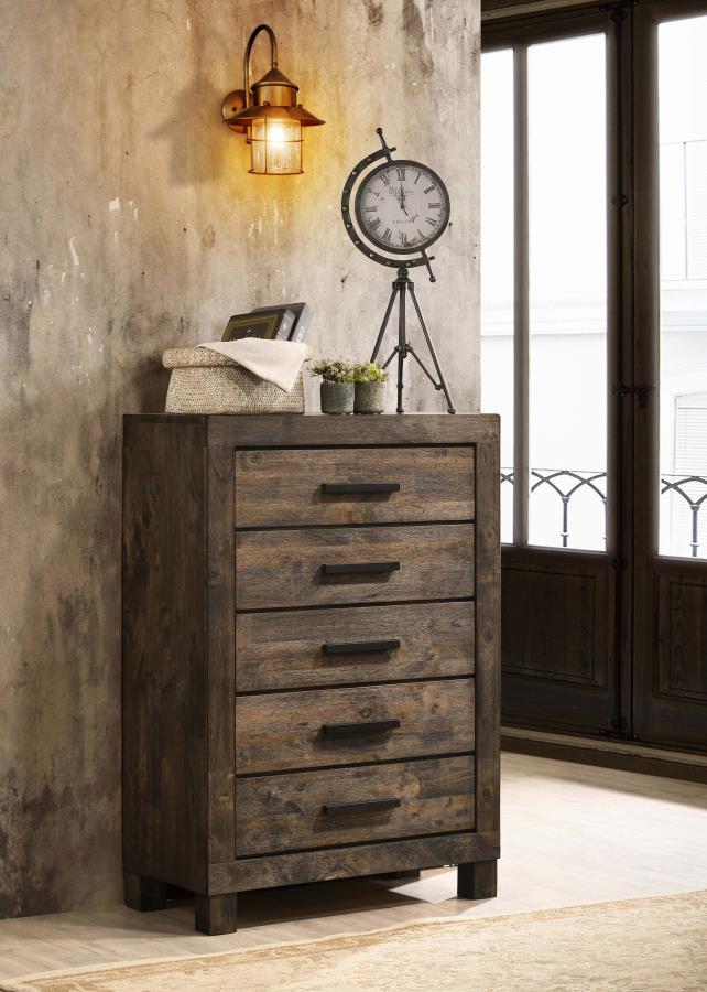 Woodmont 5-drawer Bedroom Chest Rustic Golden Brown | King | Brown | Rustic Golden Brown | 222635