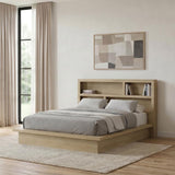 Hendricks Bookcase Headboard Platform Bed Light Oak