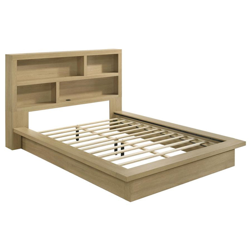 Hendricks Bookcase Headboard Platform Bed Light Oak