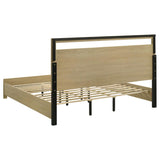 Hendricks Eastern King Panel Headboard Platform Bed Light Oak | Ivory | Light Oak / Cream | 222651KE
