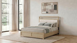 Hendricks Queen Panel Headboard Platform Bed Light Oak | Queen | Ivory | Light Oak / Cream | 222651Q