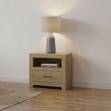 Hendricks 1-drawer Nightstand Bedside Table with Cubby Light Oak | Beige | Light Oak | 222652