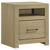 Hendricks 1-drawer Nightstand Bedside Table with Cubby Light Oak | Beige | Light Oak | 222652