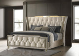 Lorient Eastern King LED Upholstered Bed Ivory and Camel | Eastern King | Ivory | Ivory / Camel | 222661KE