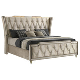 Lorient Eastern King LED Upholstered Bed Ivory and Camel | Eastern King | Ivory | Ivory / Camel | 222661KE
