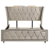 Lorient Eastern King LED Upholstered Bed Ivory and Camel | Eastern King | Ivory | Ivory / Camel | 222661KE