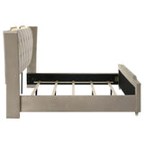 Lorient Eastern King LED Upholstered Bed Ivory and Camel | Eastern King | Ivory | Ivory / Camel | 222661KE