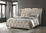 Lorient California King LED Upholstered Bed Ivory and Camel | Ivory | Ivory / Camel | 222661KW