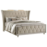 Lorient California King LED Upholstered Bed Ivory and Camel | Ivory | Ivory / Camel | 222661KW