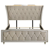 Lorient California King LED Upholstered Bed Ivory and Camel | Ivory | Ivory / Camel | 222661KW