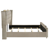 Lorient California King LED Upholstered Bed Ivory and Camel | Ivory | Ivory / Camel | 222661KW