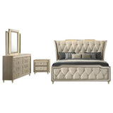 Lorient 4-piece Queen Bedroom Set Ivory and Camel | Gallery | 222661Q-S4 222661Q-S4B 222661KE-S4 222661KE-S4B 222661KW-S4 222661KW-S4B 222661Q-S5 222661Q-S5B 222661KE-S5 222661KE-S5B 222661KW-S5 222661KW-S5B